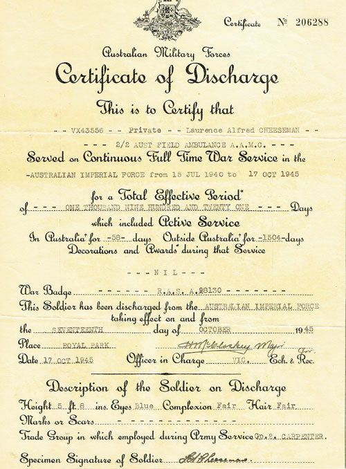 discharge certificate